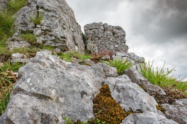 约克郡谷地中心的马勒姆湾(Malham Cove)上，冰川岩石的壮观景象图片下载