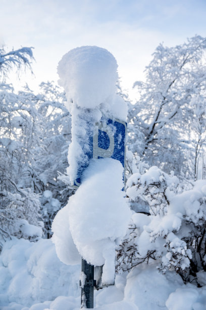 停车标志上有雪图片下载