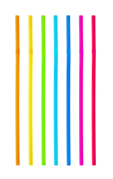 彩色塑料吸管设置孤立在白色背景图片下载