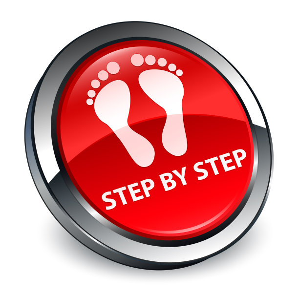 一步一步(足迹图标)3d红色圆形按钮图片下载