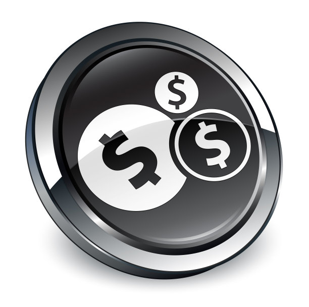 财务美元符号图标3d黑色圆形按钮图片下载