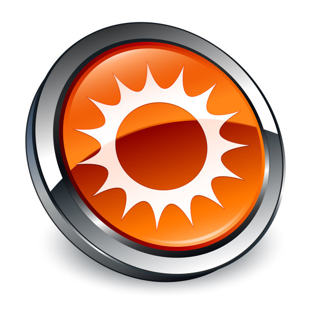 太阳图标3d棕色圆形按钮图片下载