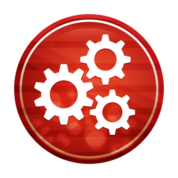 设置齿轮图标现实的对角线运动红色圆形按钮插图图片下载