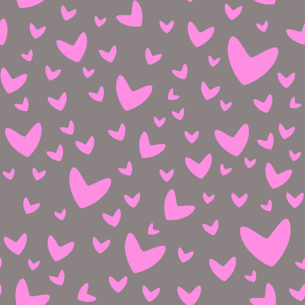 粉红色的心在浅灰色的背景浪漫无缝模式。情人节的背景。随意点墙纸设计。3 d演示。图片下载