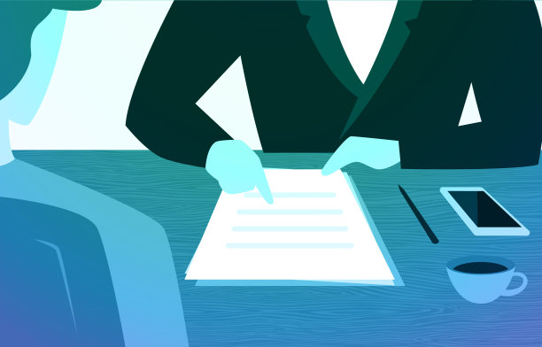 老板给员工关于木桌插图上的文件的说明和解释图片下载