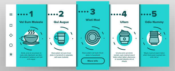 彩色咖啡设备矢量上船图片下载