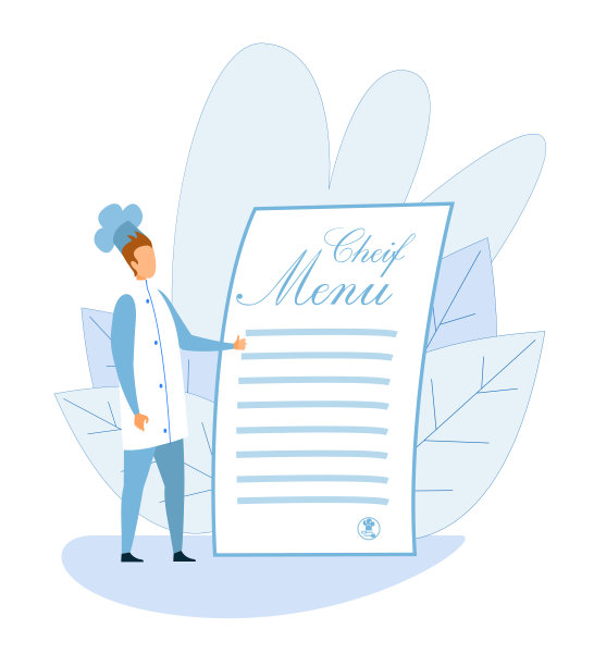 卡通厨师站在大空菜单模型图片下载