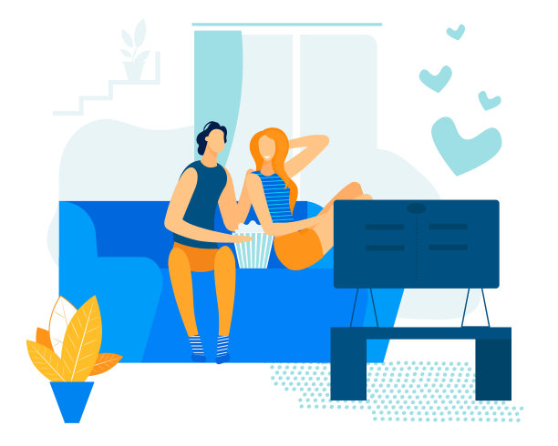 情侣休闲卡通扁平风格宣传单图片下载