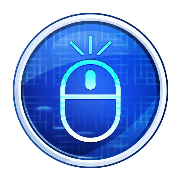 无线鼠标图标未来的蓝色圆形按钮矢量插图图片下载