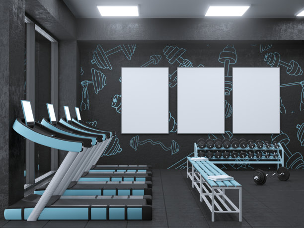 模拟场景，3d插图，运动，健身房，健身，更衣室图片下载