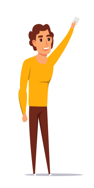 年轻英俊的男子平面矢量插图图片下载