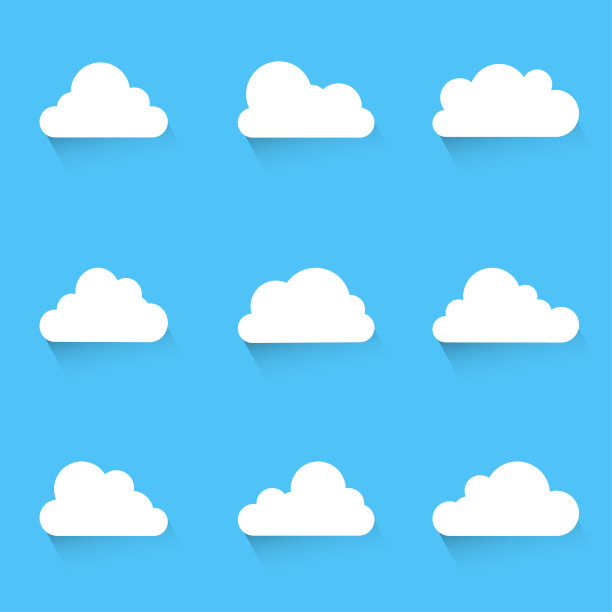 白云图标设置蓝色背景素材图片