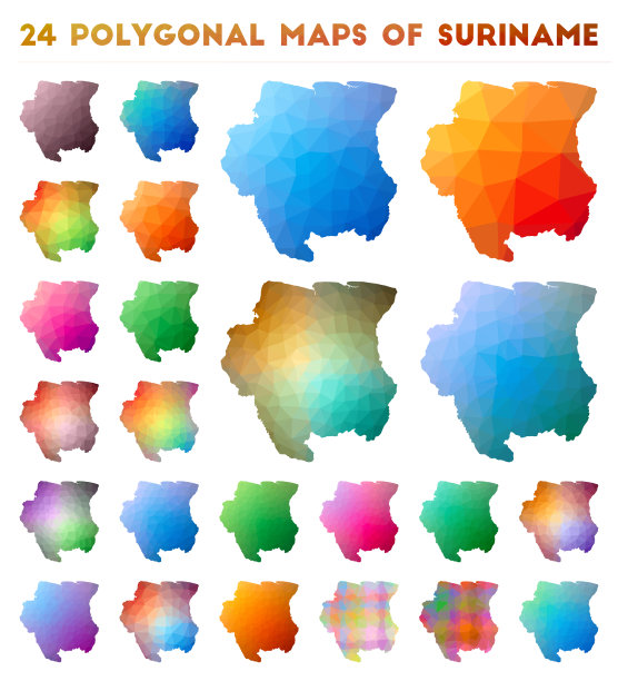 苏里南矢量多边形映射集。图片下载