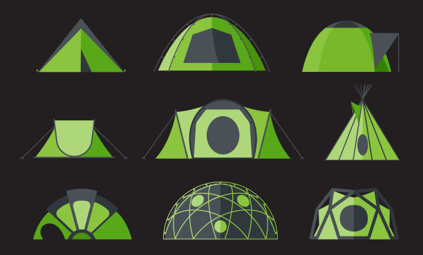 收集帐篷图标露营在大自然。图片下载