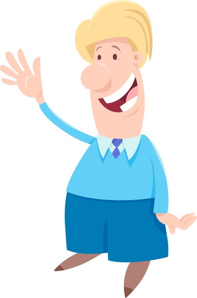 男人挥舞着他的手卡通插图图片下载