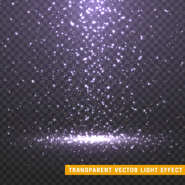 发光闪烁的灯光效果孤立现实。圣诞装饰设计元素。阳光透镜耀斑。闪耀的元素和星星。淡紫色的纹理。透明矢量粒子背景。图片下载