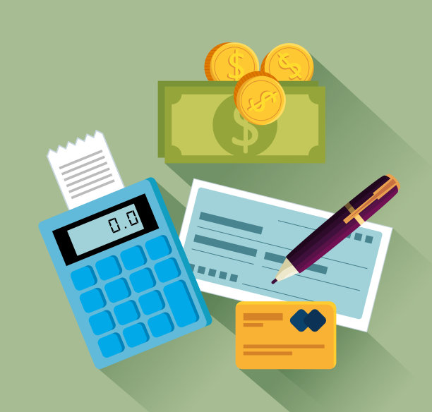 带有发票的计算器和带有硬币的钞票图片下载