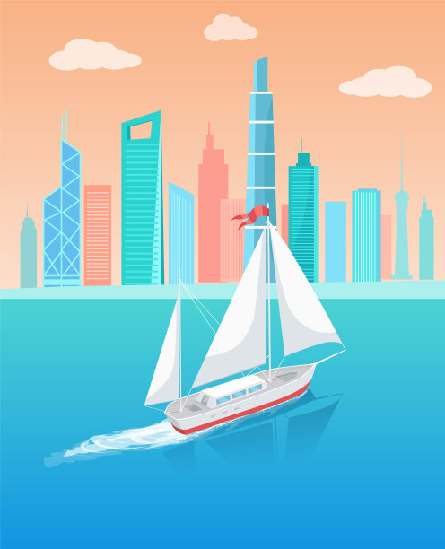 白色帆布船在深水航行图片下载