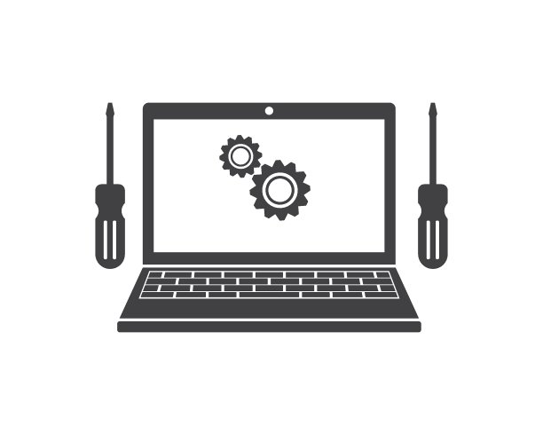 计算机服务和维修标志图标矢量插图图片下载