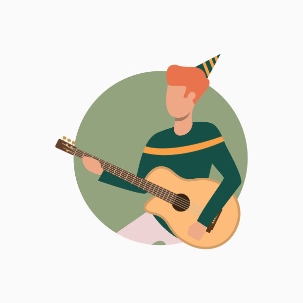 戴着节日帽子的人弹吉他图片下载