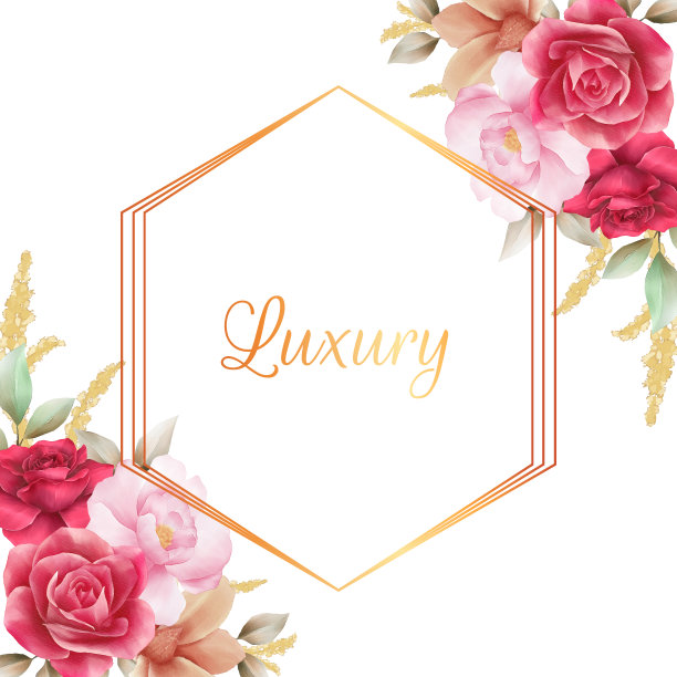 花框架与水彩鲜花装饰婚礼或贺卡矢量图片下载