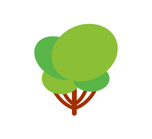 矢量插图，平坦的绿树。孤立的白色背景，可以作为图标的自然设计，地图，风景等。图片下载