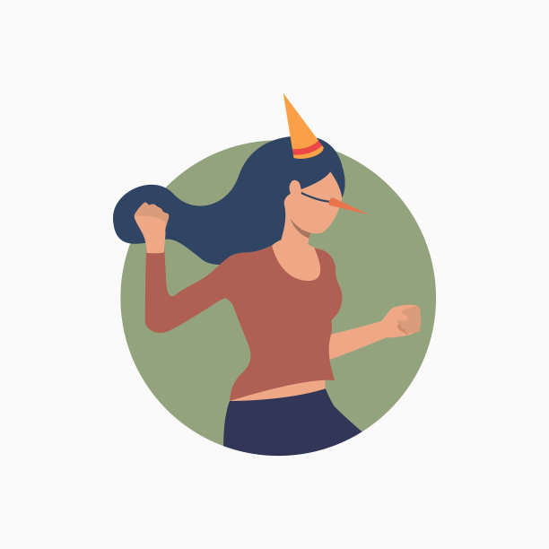 跳舞的女人戴着生日帽图片下载