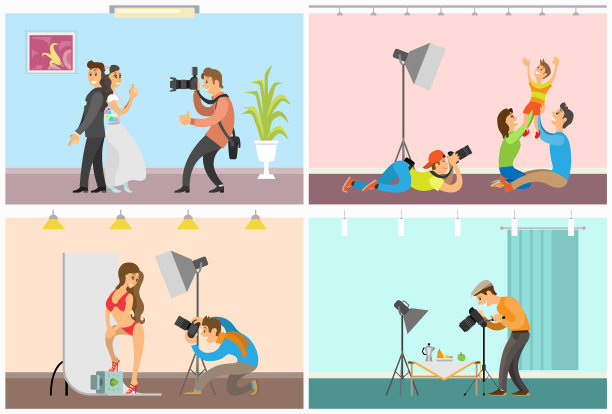 摄影师拍照父母，孩子，记者图片下载