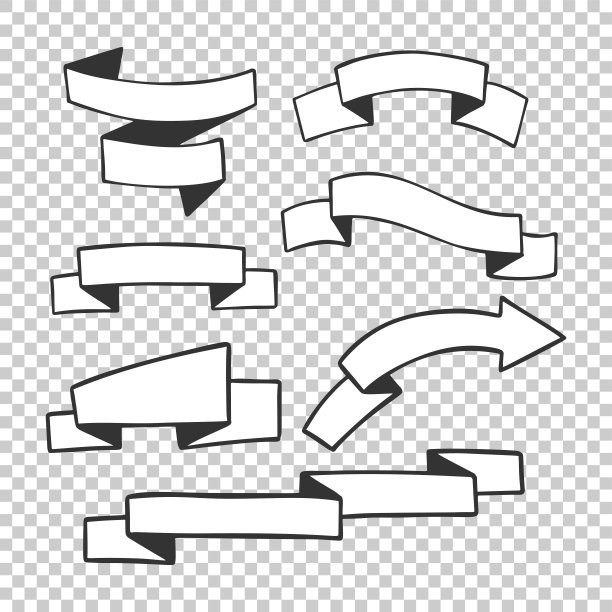 卷轴素描，手绘横幅和素描丝带。图片下载