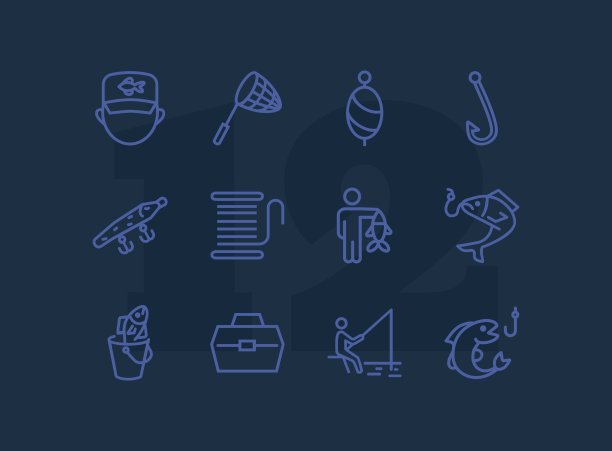 钓鱼线图标集图片下载