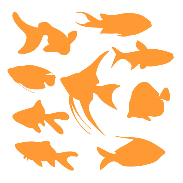 一组水族馆鱼的剪影图片下载