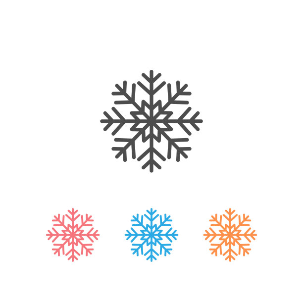 雪花图标矢量素材，扁平风格，白色背景图片下载