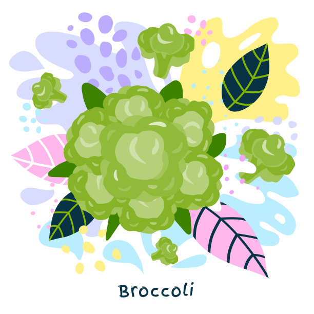 新鲜的绿色西兰花蔬菜汁飞溅有机食品多汁抽象彩色飞溅背景矢量图片下载