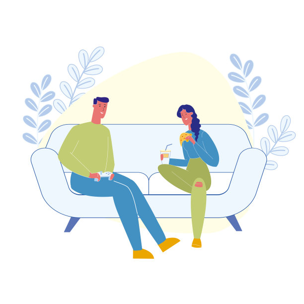 家庭休闲，消遣平面矢量插图图片下载