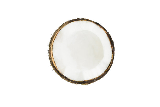 椰子半顶视图孤立在白色背景上图片下载