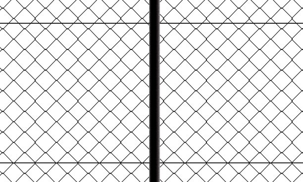 铁丝网的正面视图，黑色和白色。白色背景和绘制黑色图片下载