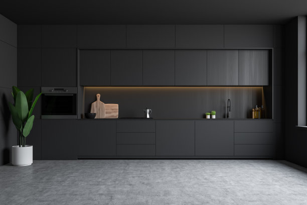 简约的灰色厨房和烤箱图片下载