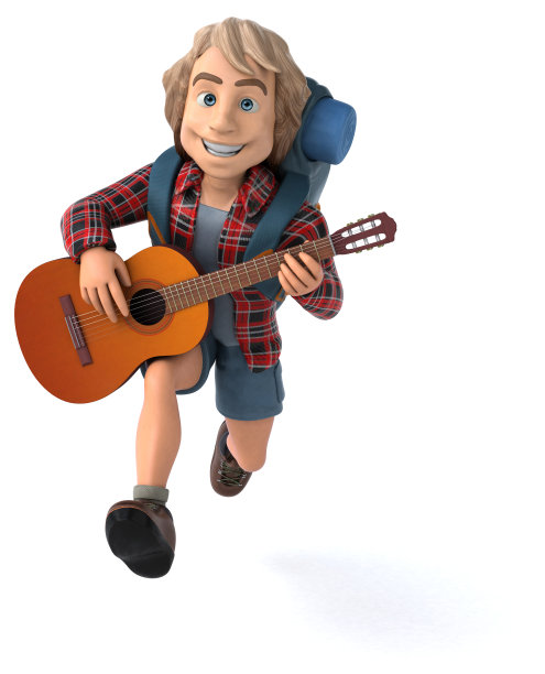 男人独自旅行背包客- 3D插图图片下载