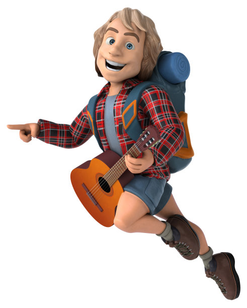 男人独自旅行背包客- 3D插图图片下载