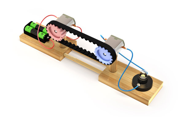 电机隔离的能量实验。可再生能源。自由能。3 d渲染。图片下载