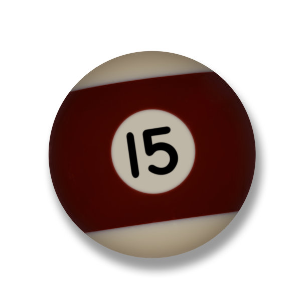 孤立数字15栗色台球，与下降阴影图片下载