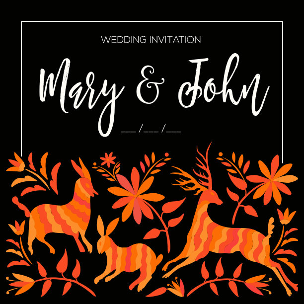 墨西哥刺绣风格-婚礼组成图片下载