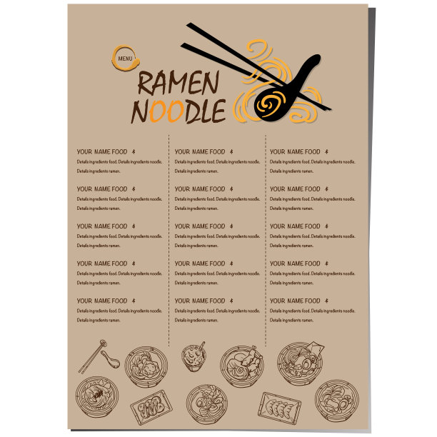 菜单拉面日式料理模板设计图片下载