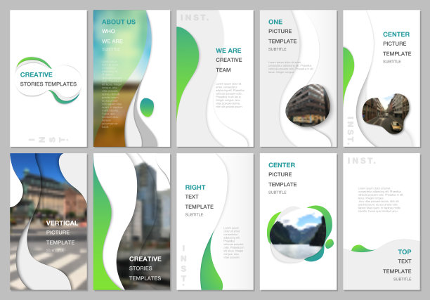 创意的社交网络故事设计，垂直横幅或传单模板与流体色彩流行梯度几何形状。封面设计模板的传单，传单，小册子，介绍。图片下载