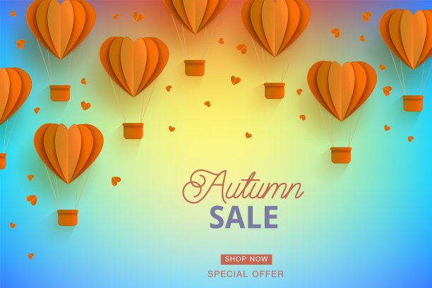 矢量秋销售模板剪纸气球图片下载