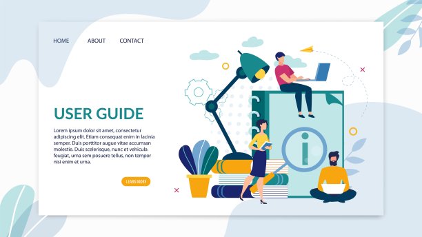 亮横幅是书面用户指南卡通平面。图片下载