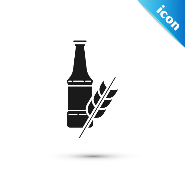 黑啤酒瓶图标孤立的白色背景。矢量图图片下载