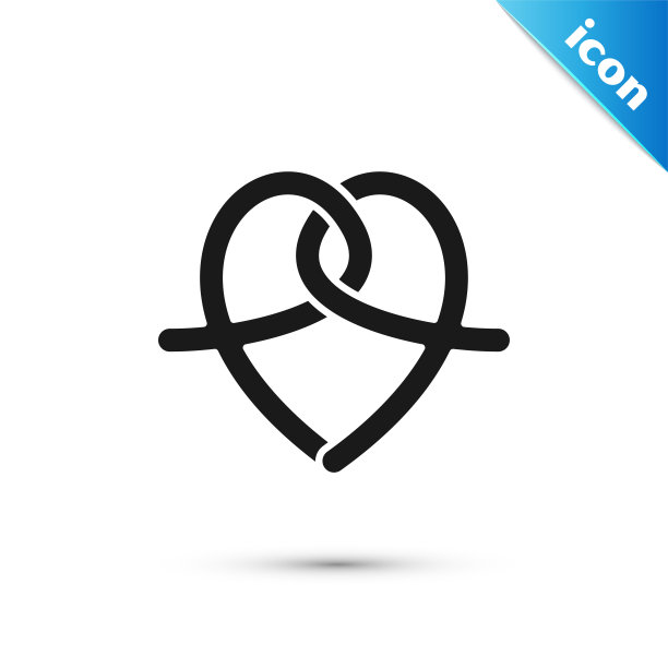 黑色椒盐卷饼图标孤立在白色背景。德国安慰食品糕点。啤酒节的节日。矢量图图片下载