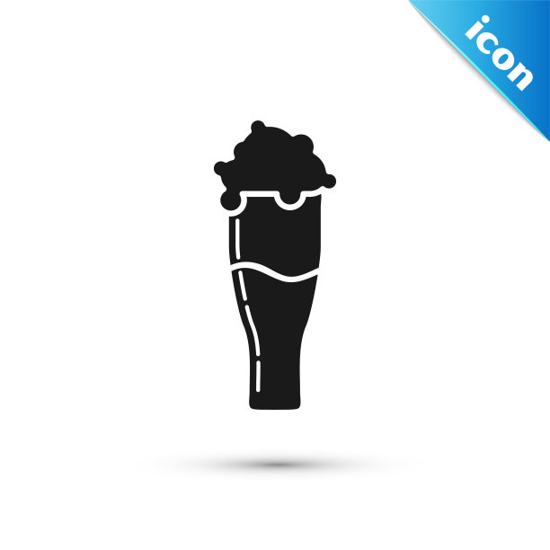 黑杯啤酒图标孤立在白色背景。矢量图图片下载