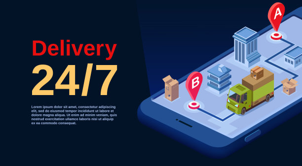 快递服务app矢量等角插图图片下载